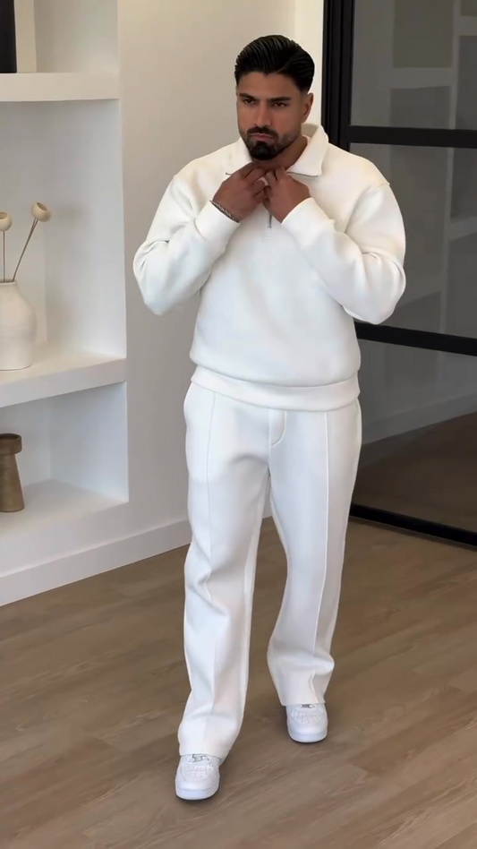 Arctic White Quarter-Zip Luxury Tracksuit