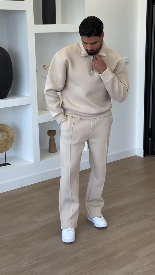 Premium Scuba Quarter-Zip Co-ord Set | Cream